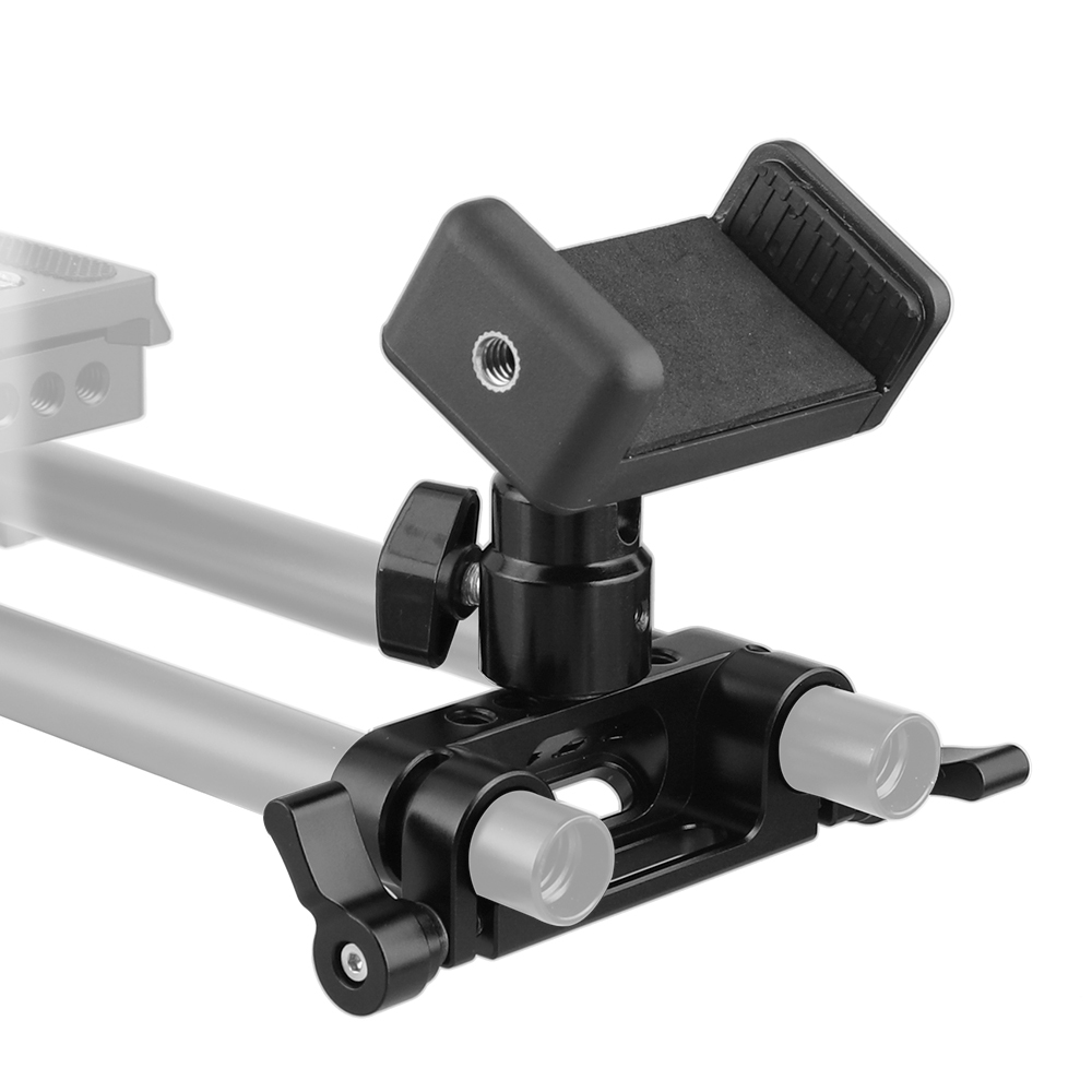 CAMVATE Adjustable Cellphone Clip + 15mm Rod Clamp Adapter + 1/4"-20 Ball Head Mount