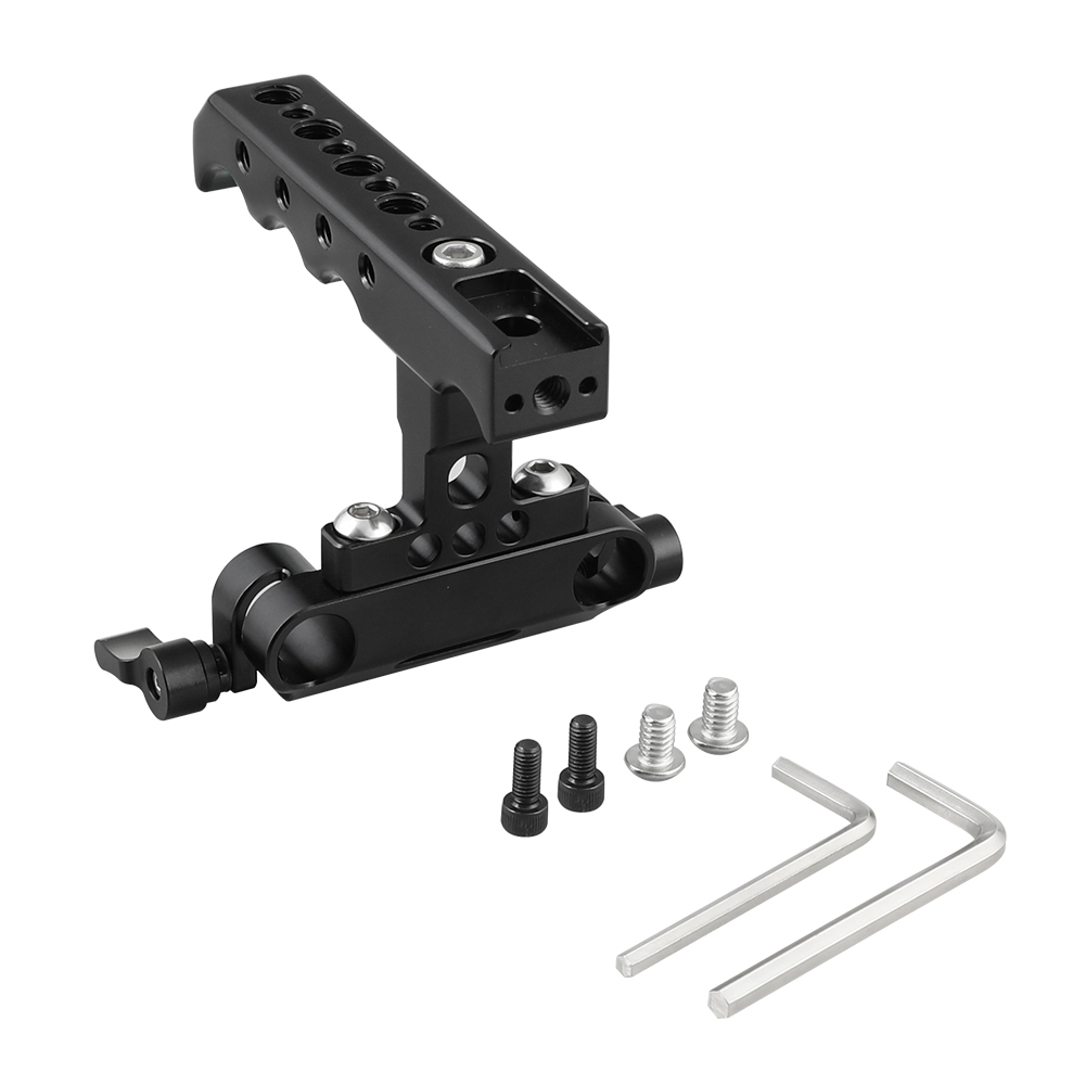 CAMVATE Top  Side Cheese Handgrip With 15mm Dual Rod Clamp Adapter For DSLR Camera Cage Rig