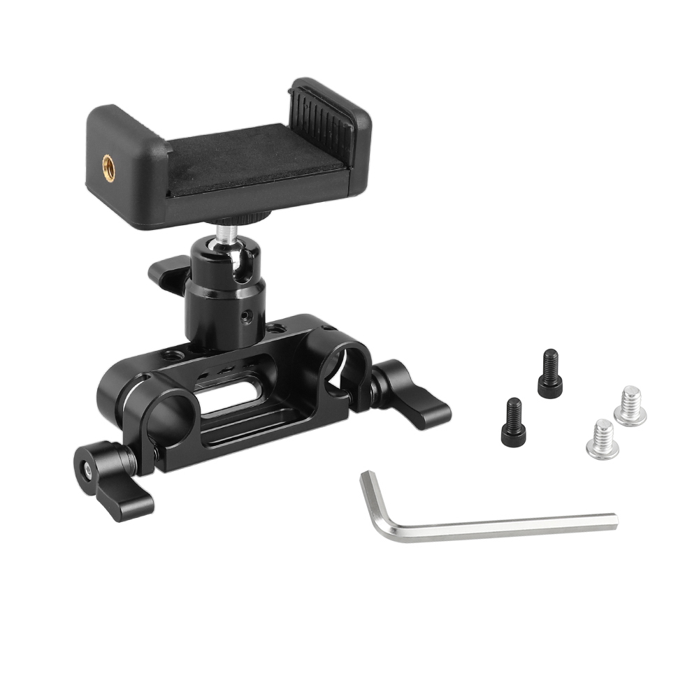 CAMVATE Adjustable Cellphone Clip + 15mm Rod Clamp Adapter + 1/4"-20 Ball Head Mount