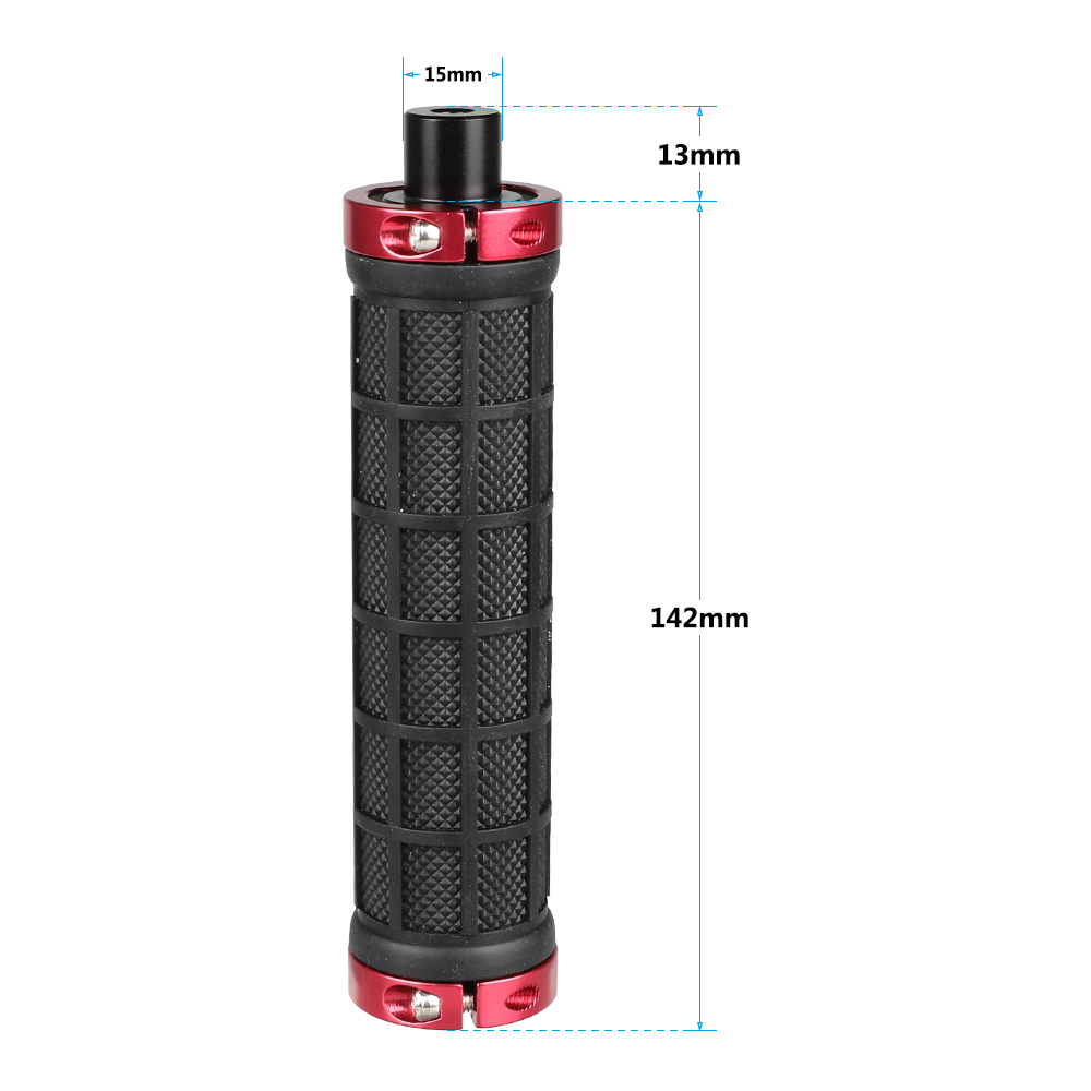 CAMVATE Rubber Hand Grip With 15mm Rod & 1/4"-20 Mounting Points For DSLR Camera Shoulder Mount Rig (Red Fixing Ring)