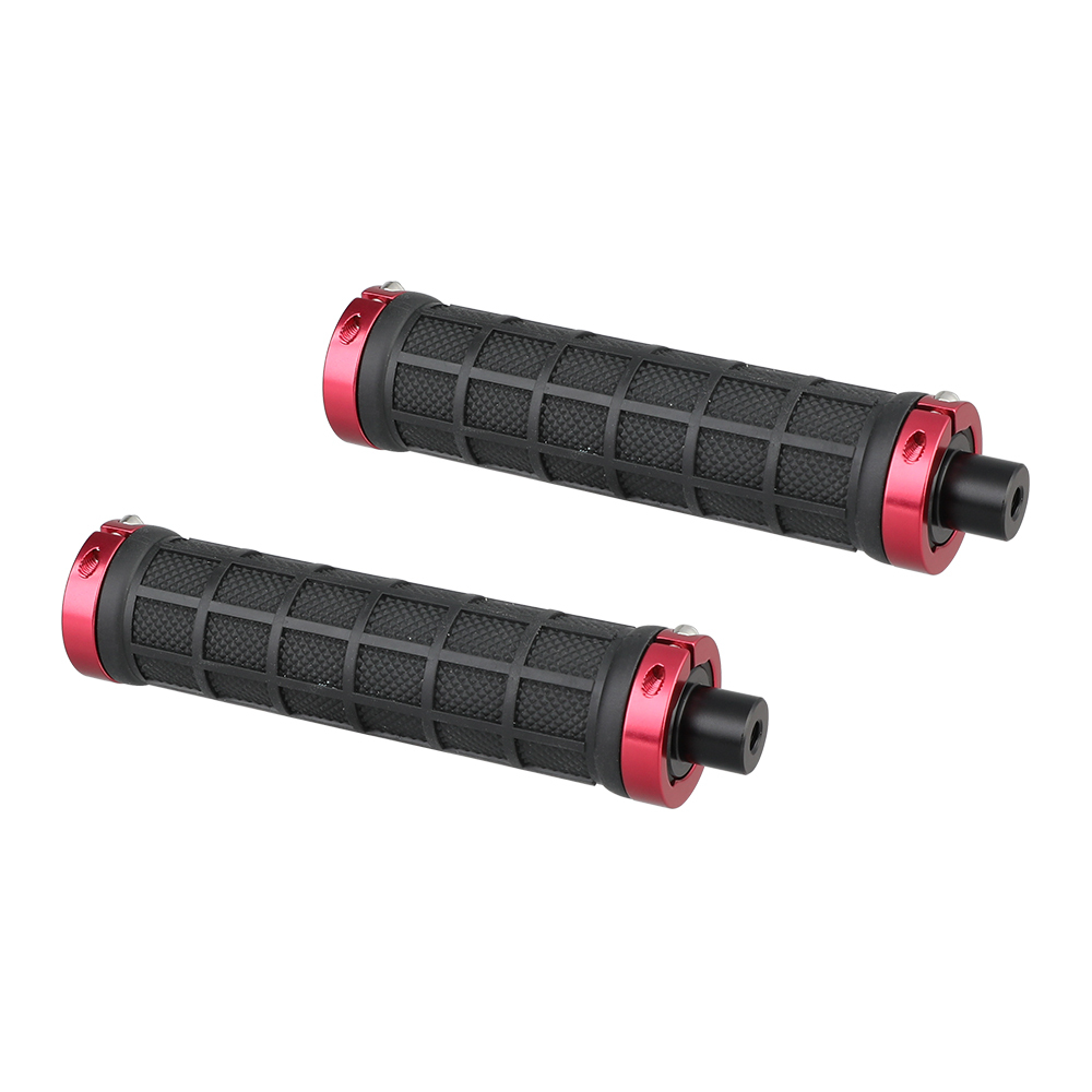 CAMVATE Rubber Hand Grip With 15mm Rod & 1/4"-20 Mounting Points For DSLR Camera Shoulder Mount Rig (Red Fixing Ring)