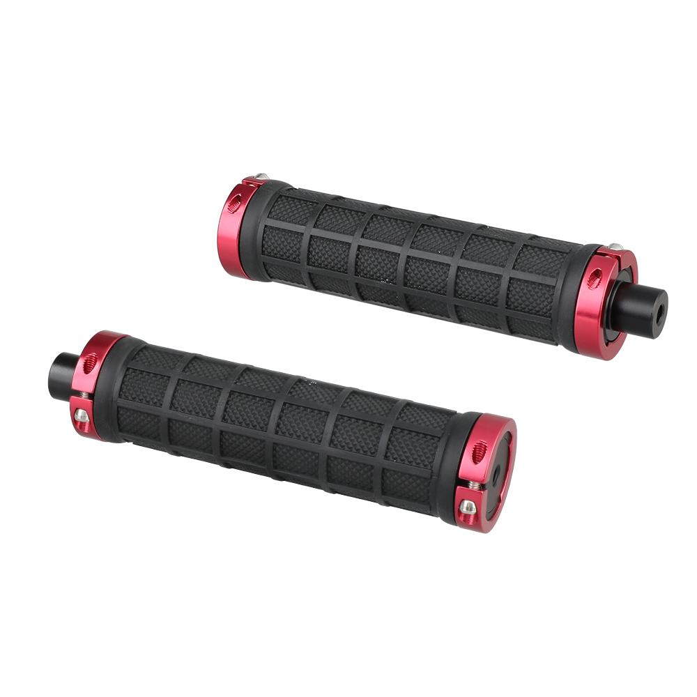 CAMVATE Rubber Hand Grip With 15mm Rod & 1/4"-20 Mounting Points For DSLR Camera Shoulder Mount Rig (Red Fixing Ring)