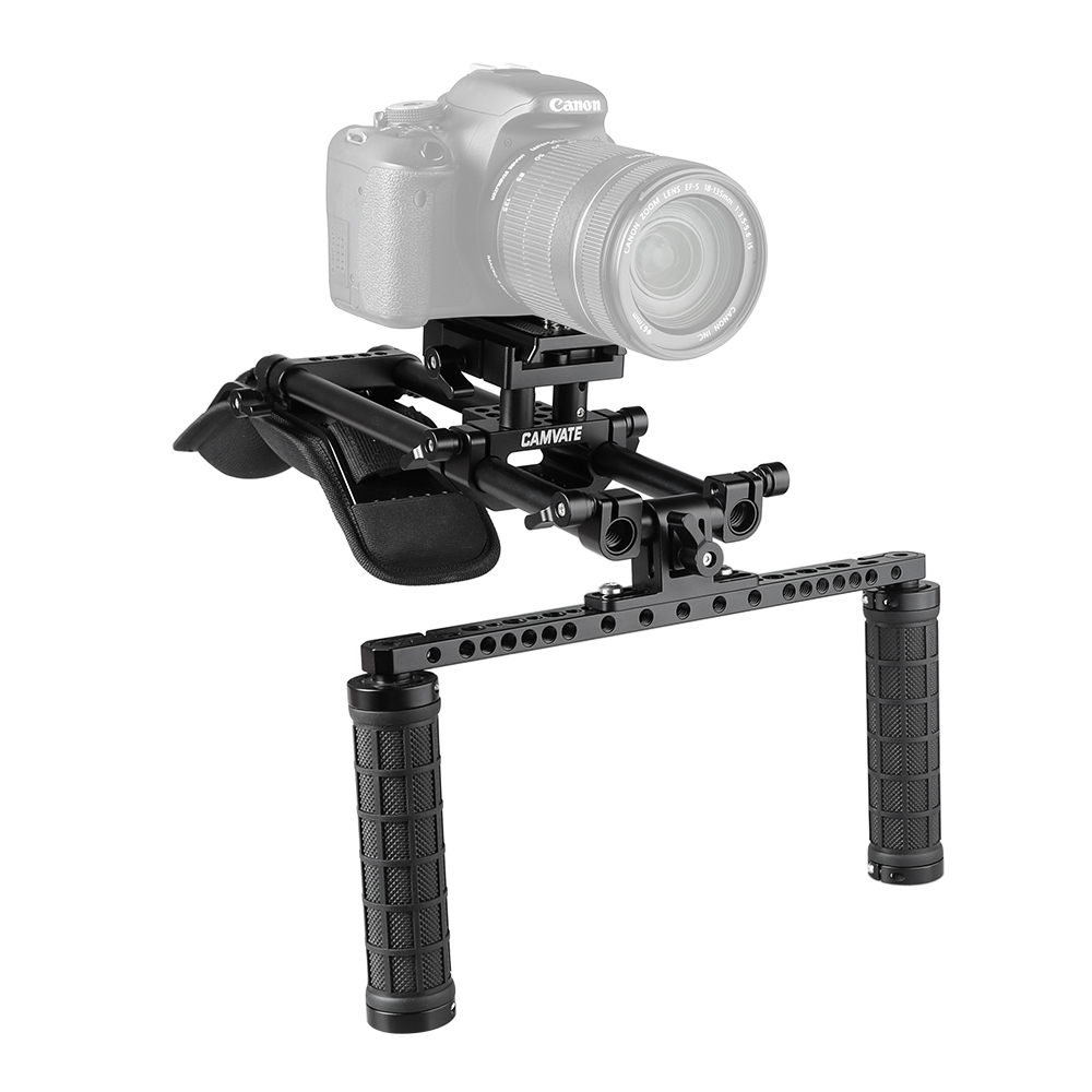 CAMVATE Shoulder Mount Kit With Manfrotto QR Plate & 15mm Railblocks Supporting System For DV Camcorder