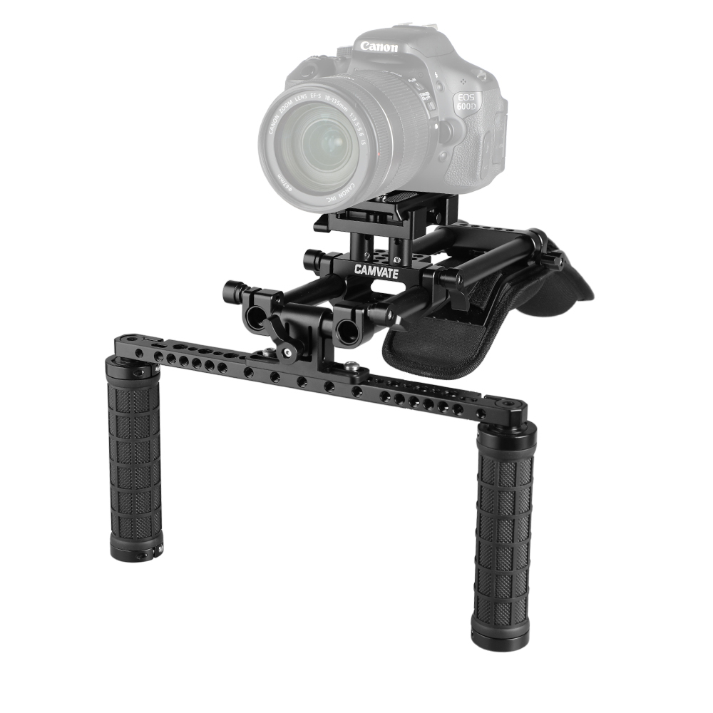 CAMVATE Shoulder Mount Kit With Manfrotto QR Plate & 15mm Railblocks Supporting System For DV Camcorder
