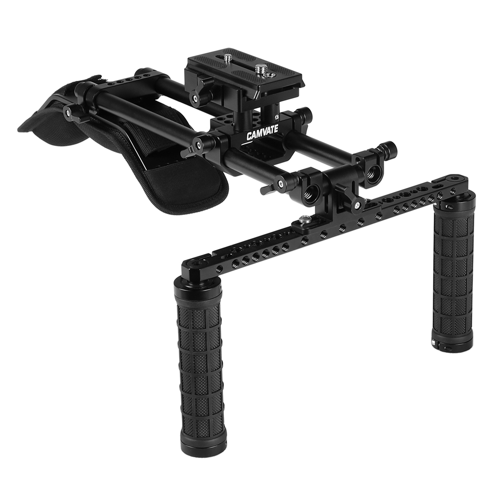 CAMVATE Shoulder Mount Kit With Manfrotto QR Plate & 15mm Railblocks Supporting System For DV Camcorder