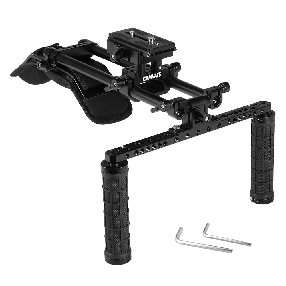 CAMVATE Shoulder Mount Kit With Manfrotto QR Plate & 15mm Railblocks Supporting System For DV Camcorder