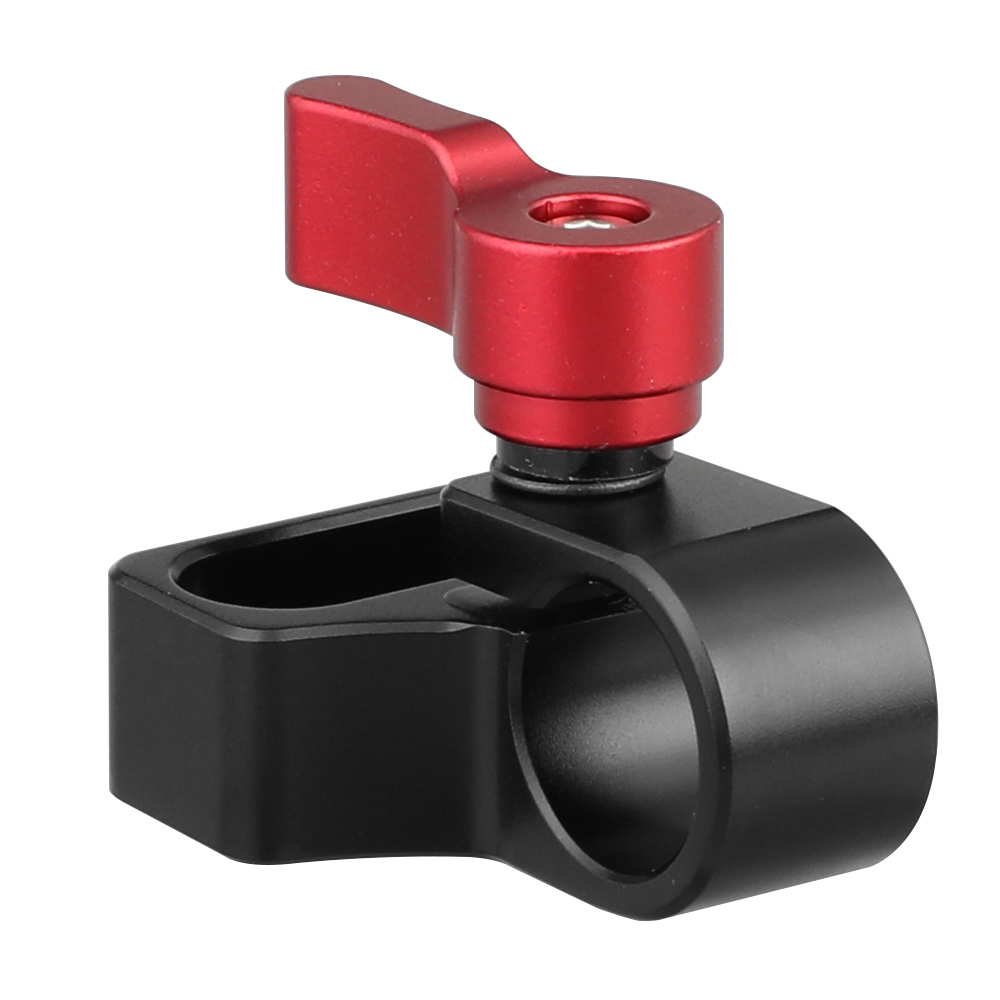 CAMVATE Flexible 15mm Single Rod Clamp Adapter With 1/4"-20 Mounting Groove (Red Knob)