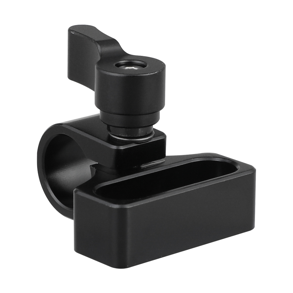 CAMVATE Flexible 15mm Single Rod Clamp Adapter With 1/4"-20 Mounting Groove (Black Knob)