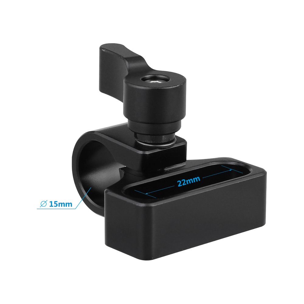 CAMVATE Flexible 15mm Single Rod Clamp Adapter With 1/4"-20 Mounting Groove (Black Knob)