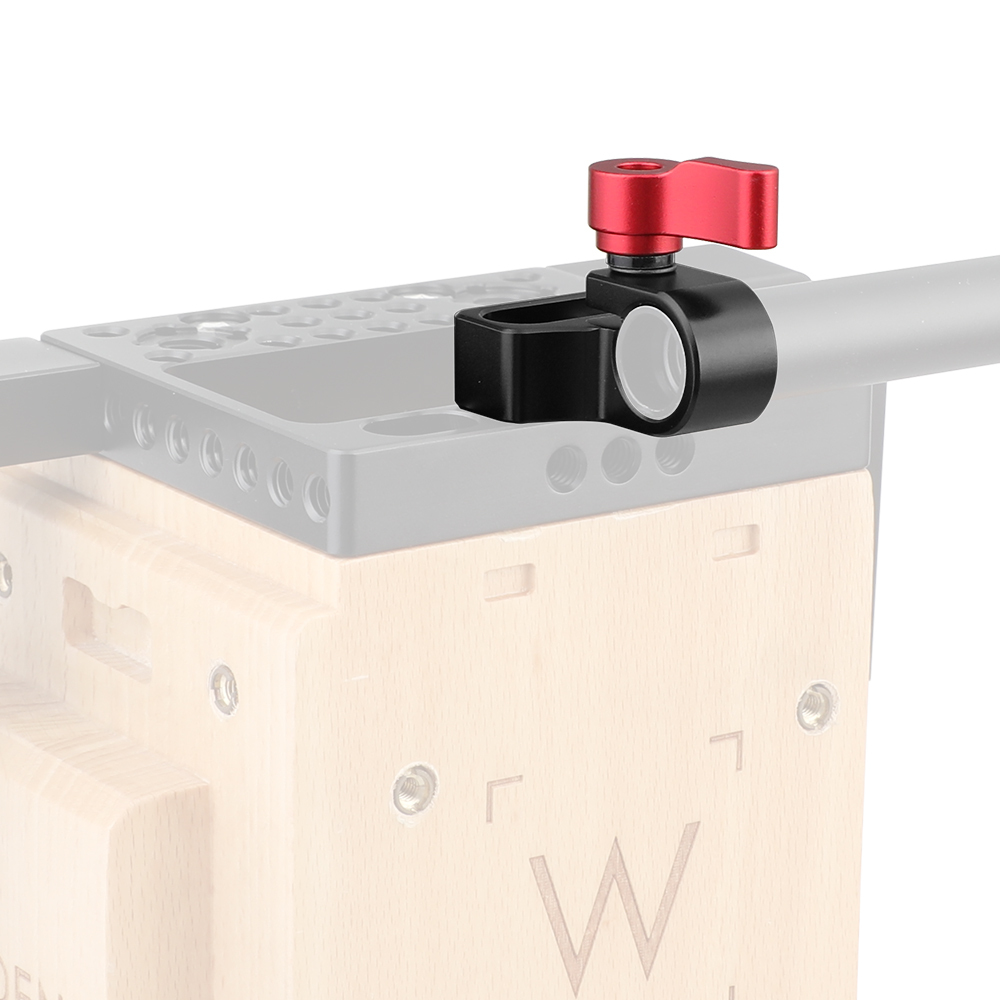 CAMVATE Flexible 15mm Single Rod Clamp Adapter With 1/4"-20 Mounting Groove (Red Knob)
