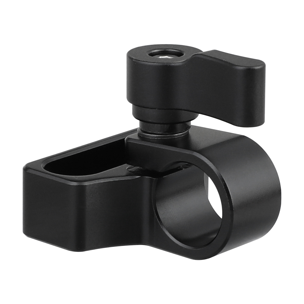 CAMVATE Flexible 15mm Single Rod Clamp Adapter With 1/4"-20 Mounting Groove (Black Knob)