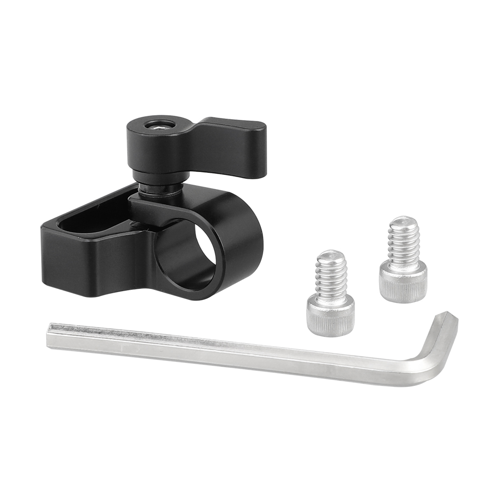 CAMVATE Flexible 15mm Single Rod Clamp Adapter With 1/4"-20 Mounting Groove (Black Knob)