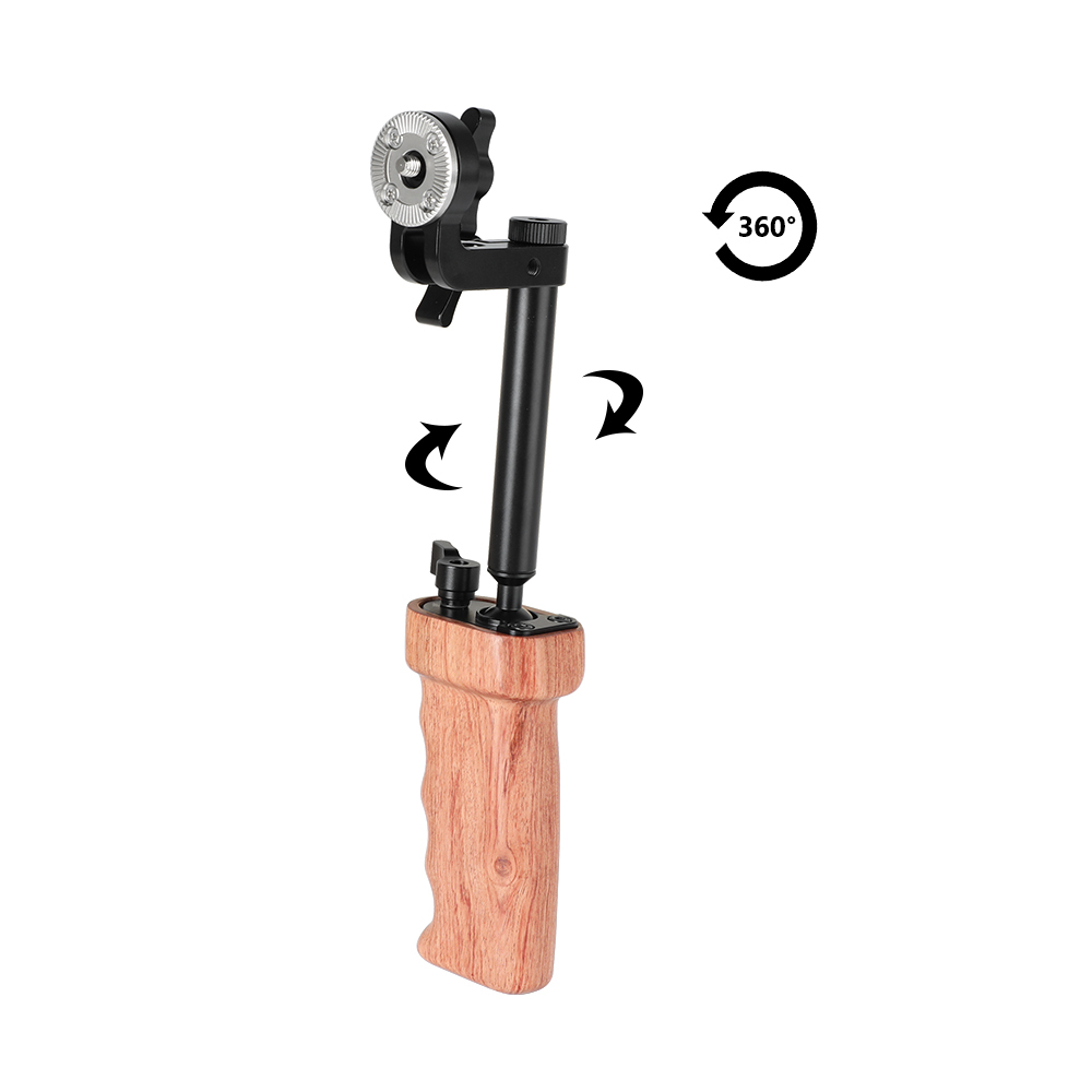 CAMVATE Wooden Handgrip With Ball Head Connection & Rosette Mount Joint For Camcorder Shoulder Rig (Either Side)