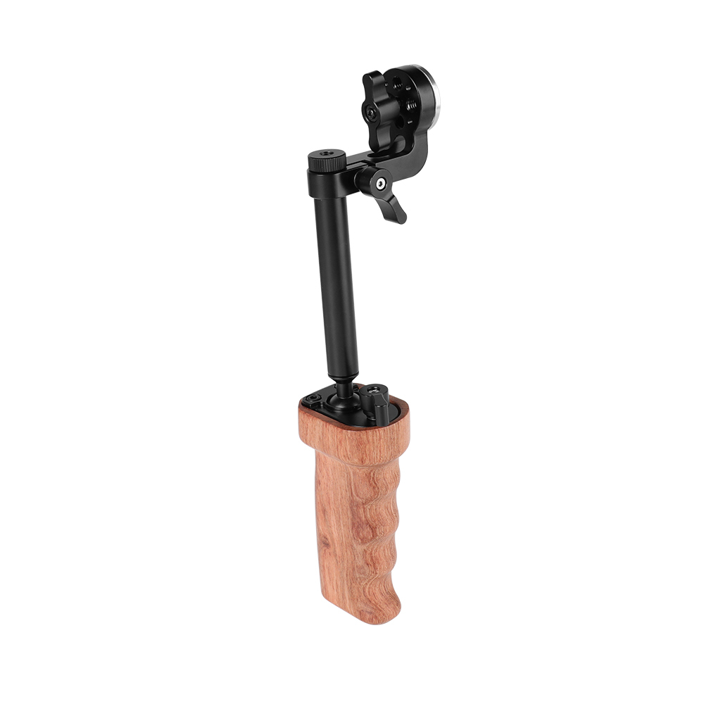 CAMVATE Wooden Handgrip With Ball Head Connection & Rosette Mount Joint For Camcorder Shoulder Rig (Either Side)