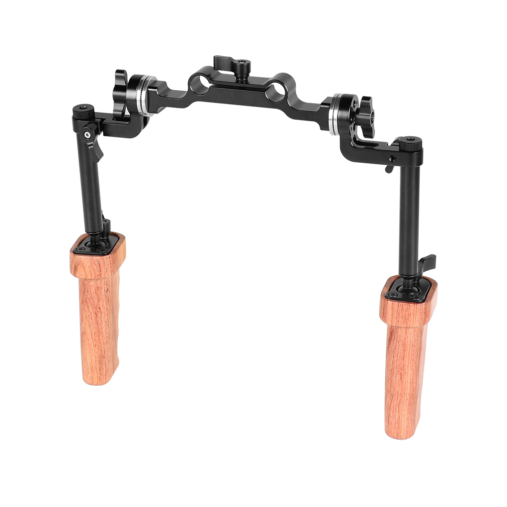 CAMVATE Wooden Handgrip A Pair With Built-in Ball Head Connection & ARRI Rosette Mount Joint
