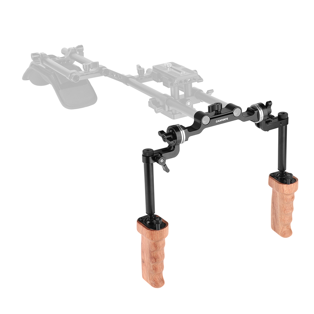 CAMVATE Wooden Handgrip A Pair With Built-in Ball Head Connection & ARRI Rosette Mount Joint