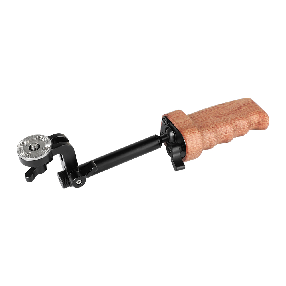 CAMVATE Wooden Handgrip With Ball Head Connection & Rosette Mount Joint For Camcorder Shoulder Rig (Either Side)