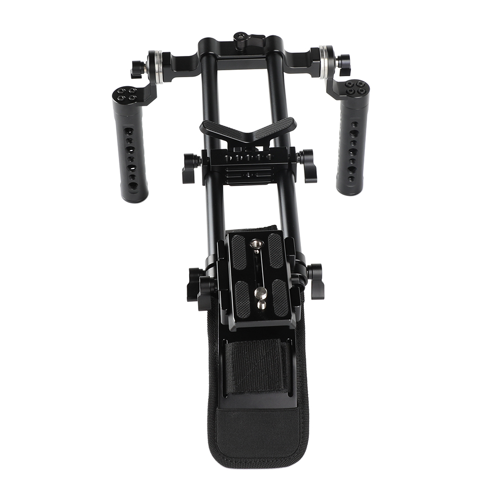 CAMVATE Shoulder Mount 15mm Railblocks Rig With Manfrotto QR Plate & Lens Support For DSLR Camera / DV Camcorder