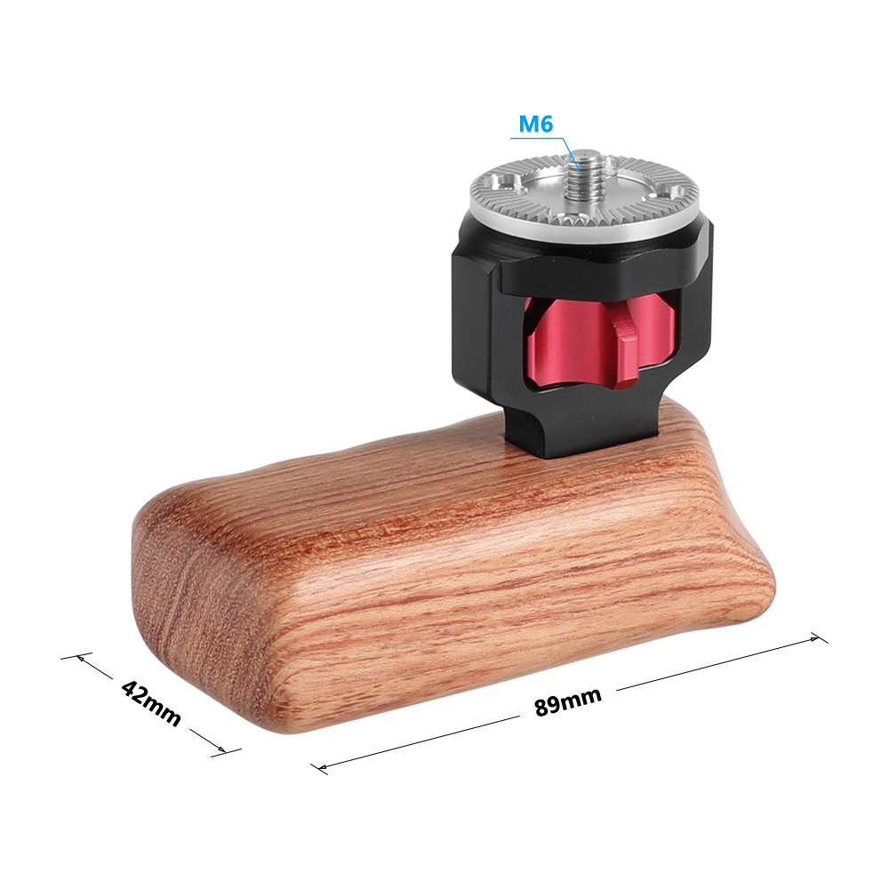 CAMVATE Universal Wooden Handgrip With M6 Rosette Connection For Camera Cage Kit (Right Hand)