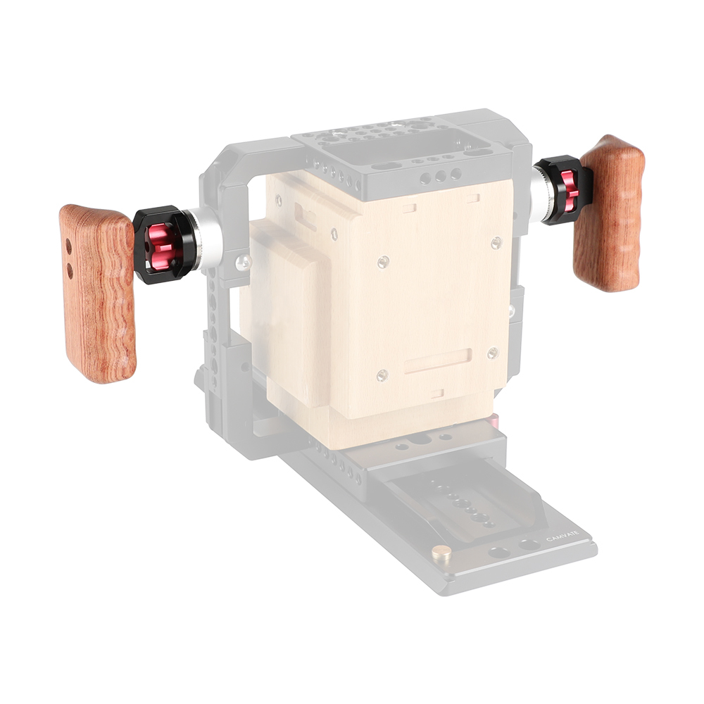 CAMVATE Universal Wooden Handgrip With M6 Rosette Connection For Camera Cage Kit (A Pair)