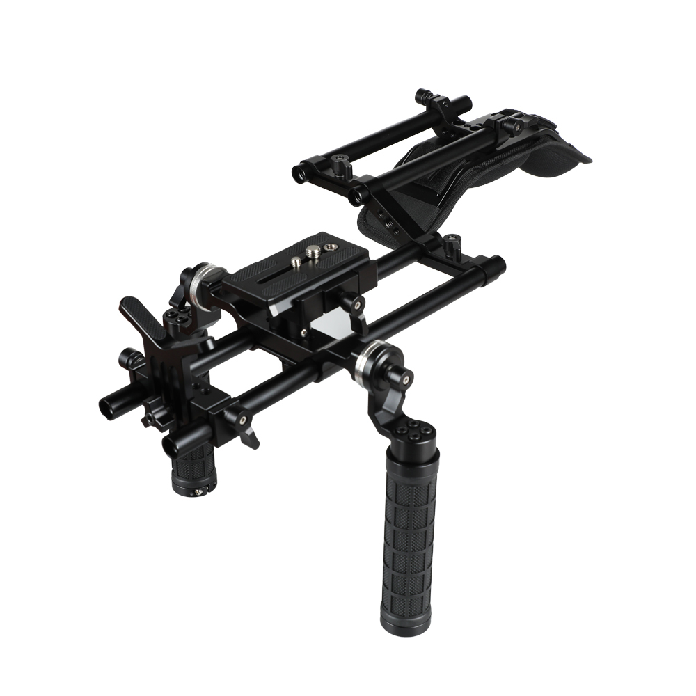 CAMVATE Handheld Shoulder Mount Rig With Manfrotto QR Plate & Rubber Handgrip For HDSLR Camera / DV Camcorder