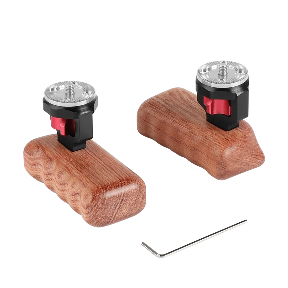 CAMVATE Universal Wooden Handgrip With M6 Rosette Connection For Camera Cage Kit (A Pair)