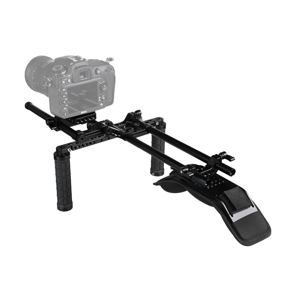 CAMVATE Handheld Shoulder Support Rig With Dual Rubber Handgrip & 1/4" Mounting Stud For DSLR Cameras