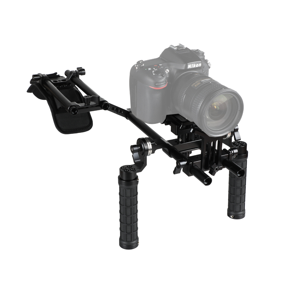 CAMVATE Handheld Shoulder Mount Rig With Manfrotto QR Plate & Rubber Handgrip For HDSLR Camera / DV Camcorder