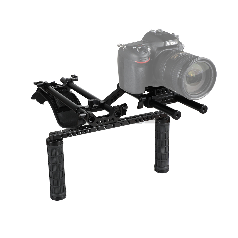 CAMVATE Handheld Shoulder Support Rig With Dual Rubber Handgrip & 1/4" Mounting Stud For DSLR Cameras