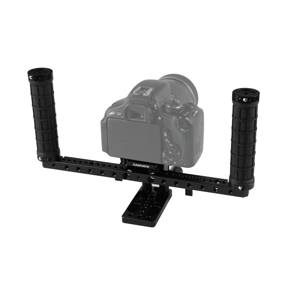 CAMVATE DSLR Camera Supporting Rig With Manfrotto QR Plate & Rubber Handgrip For Shoulder Mount Rig