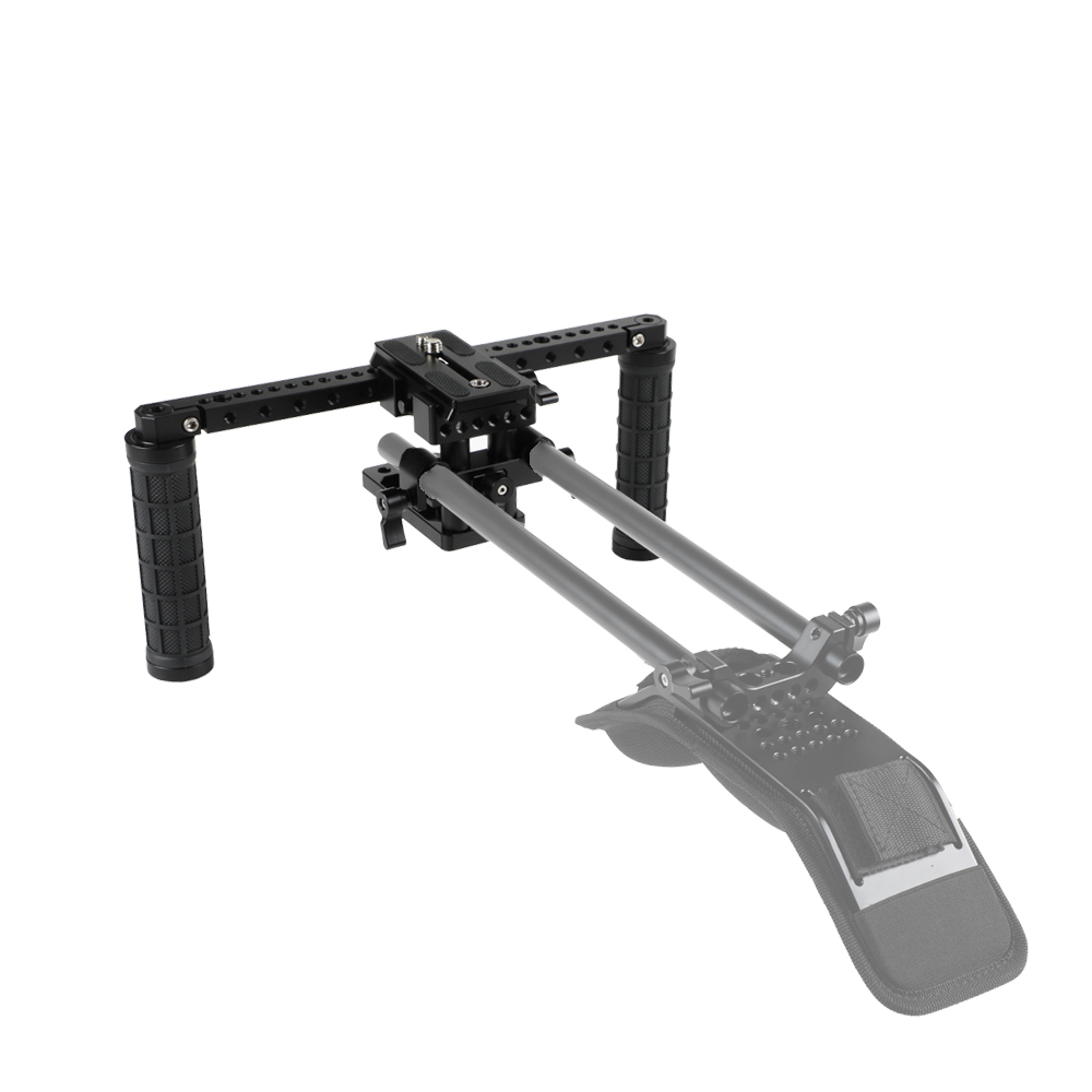 CAMVATE DSLR Camera Supporting Rig With Manfrotto QR Plate & Rubber Handgrip For Shoulder Mount Rig