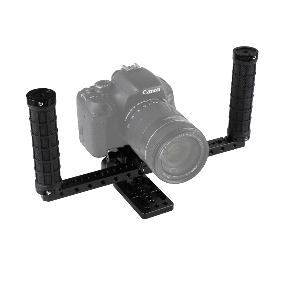 CAMVATE DSLR Camera Supporting Rig With Manfrotto QR Plate & Rubber Handgrip For Shoulder Mount Rig