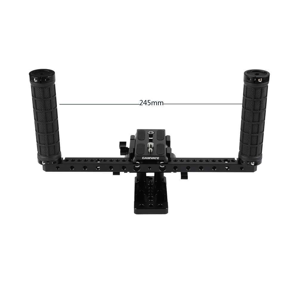 CAMVATE DSLR Camera Supporting Rig With Manfrotto QR Plate & Rubber Handgrip For Shoulder Mount Rig