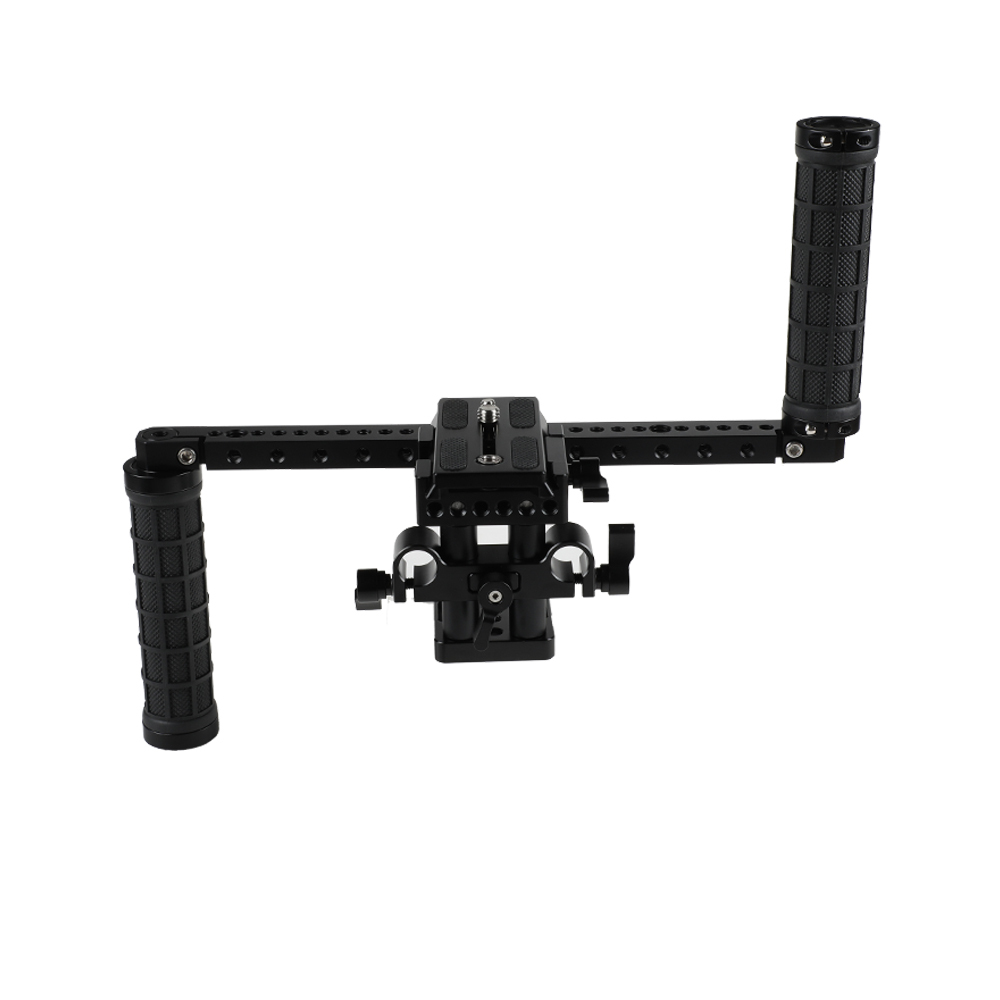 CAMVATE DSLR Camera Supporting Rig With Manfrotto QR Plate & Rubber Handgrip For Shoulder Mount Rig