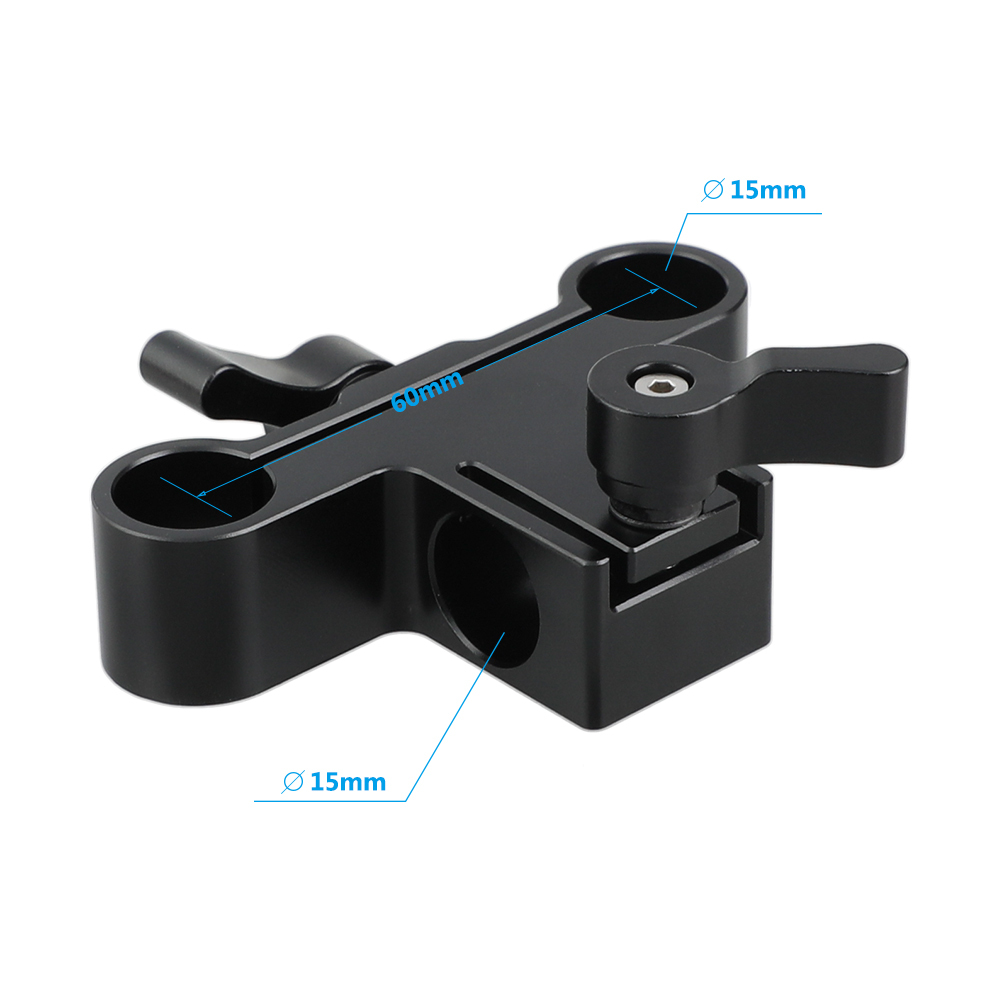CAMVATE 15mm Single & Dual Railblock Rod Clamp Combination Perpendicular Type For DSLR Camera Shoulder Rig