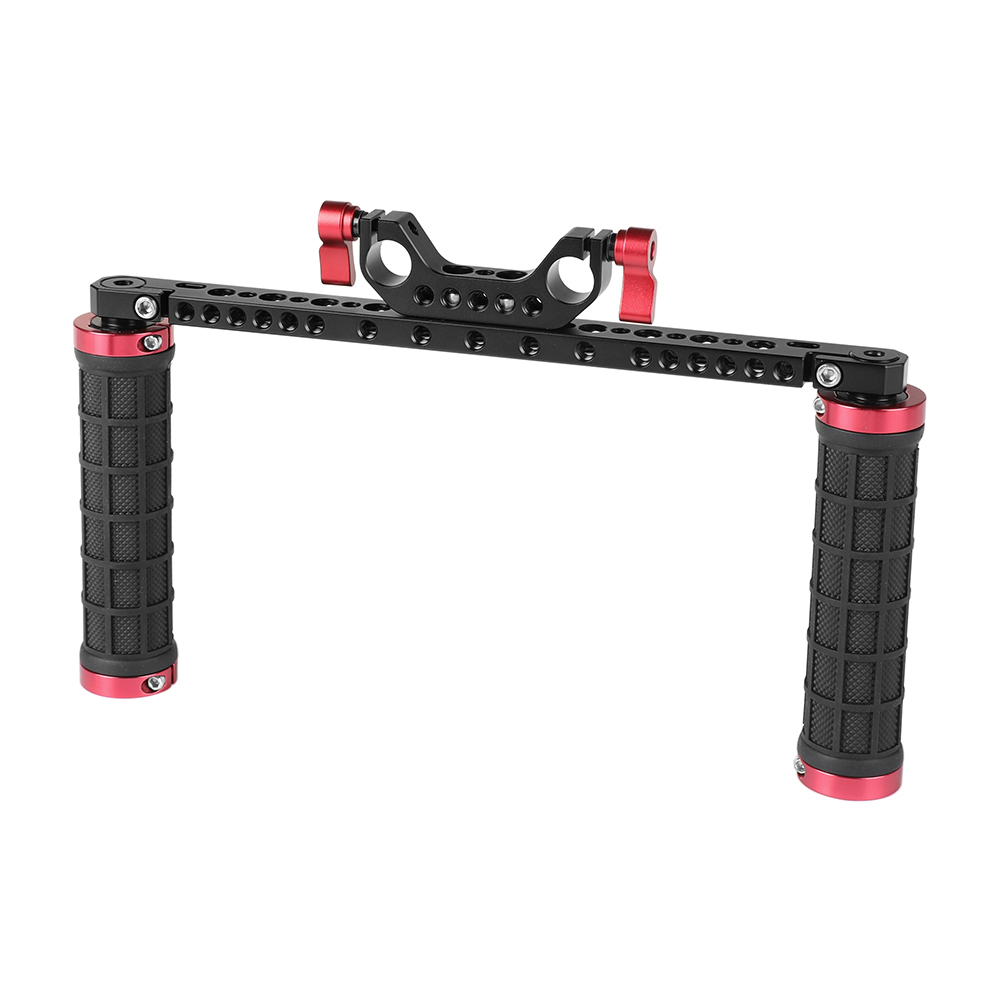 CAMVATE Dual Rubber Handgrip With 15mm Dual Rod Clamp For DSLR Camera Shoulder Mount Supporting Rig