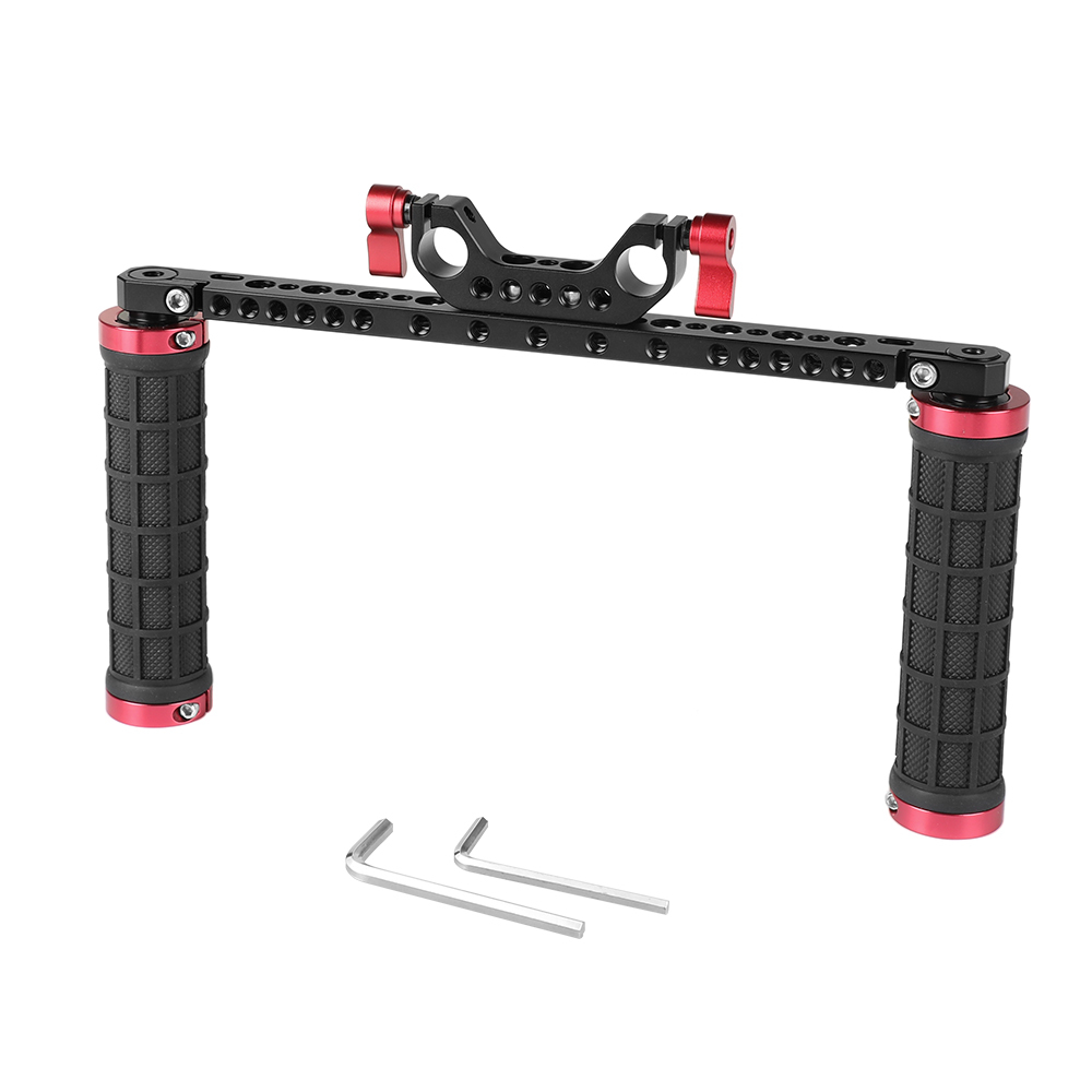 CAMVATE Dual Rubber Handgrip With 15mm Dual Rod Clamp For DSLR Camera Shoulder Mount Supporting Rig