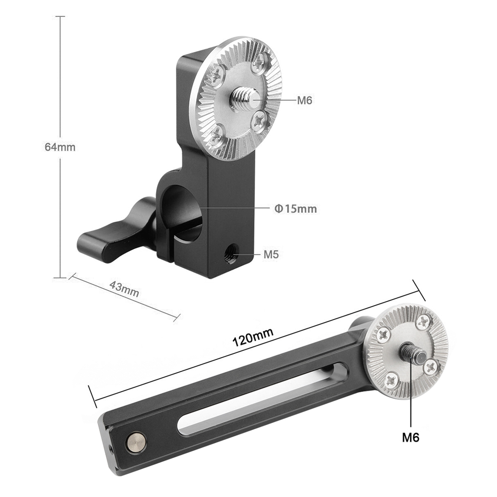 CAMVATE 120mm NATO Rail + 15mm Single Rod Clamp With ARRI Rosettes Connection M6 Thumbscrew Mount