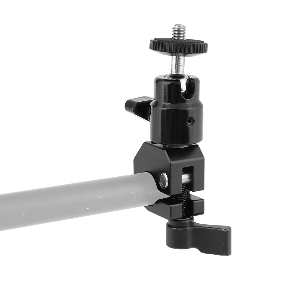 CAMVATE Quick Release 15mm Rod Clamp & 1/4"-20 Thumbscrew Ball Head Holder (Black Locking Knob)