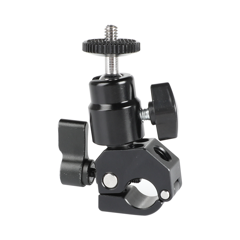 CAMVATE Quick Release 15mm Rod Clamp & 1/4"-20 Thumbscrew Ball Head Holder (Black Locking Knob)
