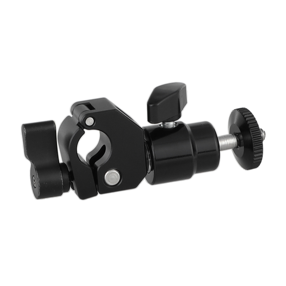 CAMVATE Quick Release 15mm Rod Clamp & 1/4"-20 Thumbscrew Ball Head Holder (Black Locking Knob)