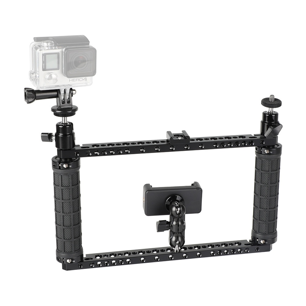 CAMVATE Rubber Handle Bracket Support Rig With Mobile Phone Clip & Monopod Mount For GoPro HD HERO 1 2 3 4 Camera