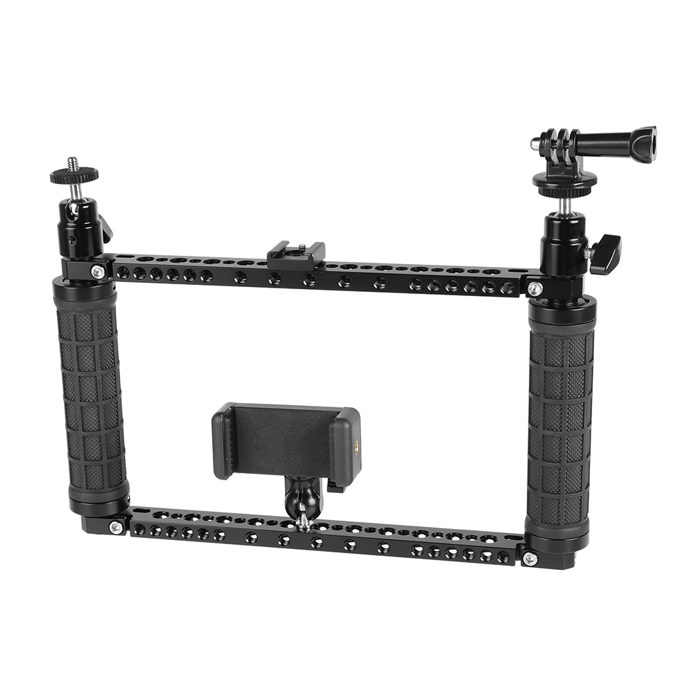 CAMVATE Rubber Handle Bracket Support Rig With Mobile Phone Clip & Monopod Mount For GoPro HD HERO 1 2 3 4 Camera