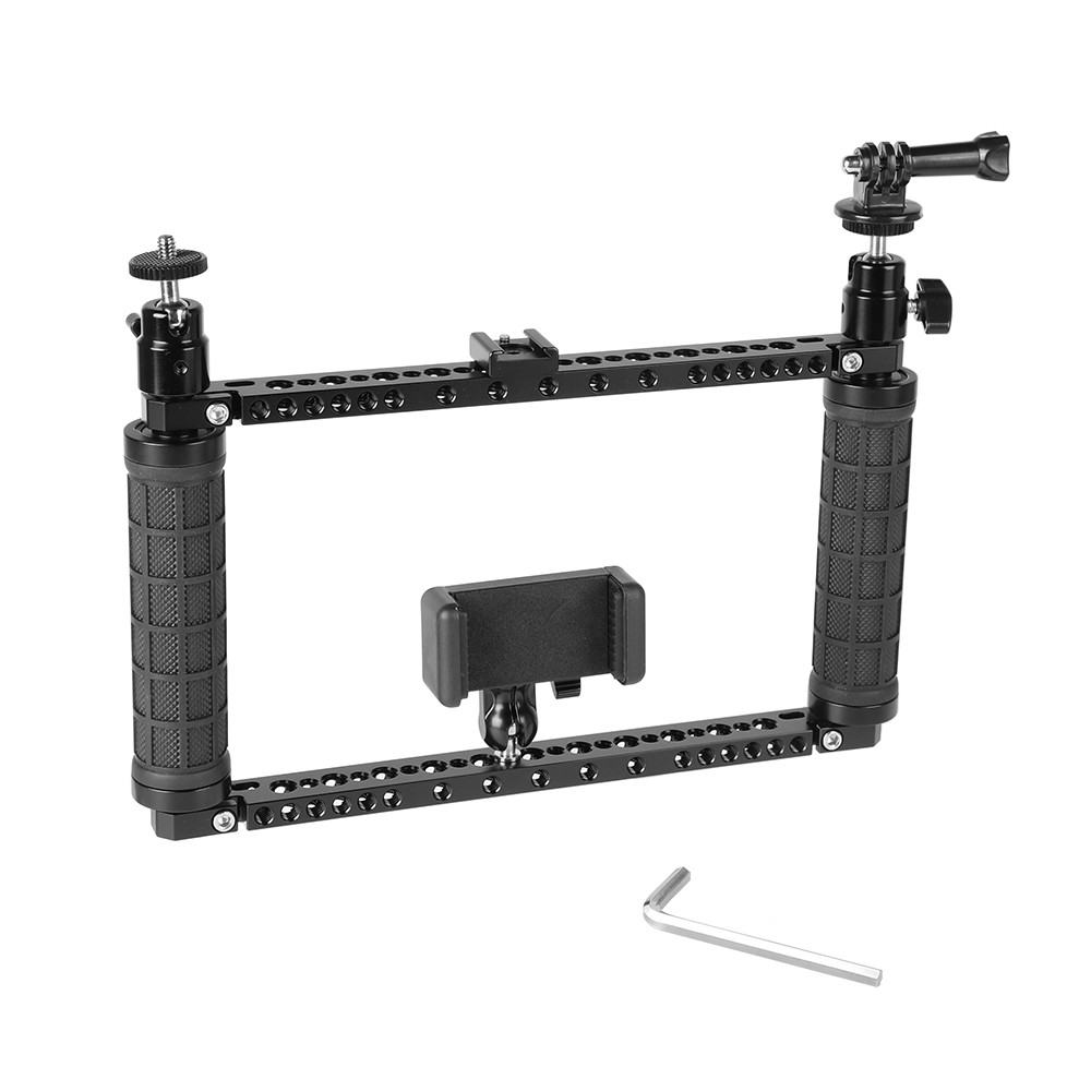 CAMVATE Rubber Handle Bracket Support Rig With Mobile Phone Clip & Monopod Mount For GoPro HD HERO 1 2 3 4 Camera