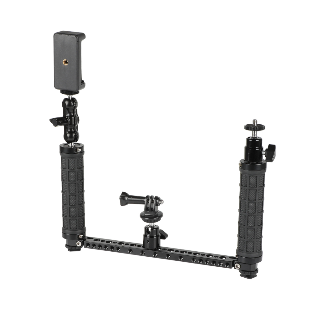CAMVATE Dual Rubber Handgrip Supporting Rig With Mobile Phone Clip & Monopod Mount For GoPro HD HERO 1 2 3 4 Camera
