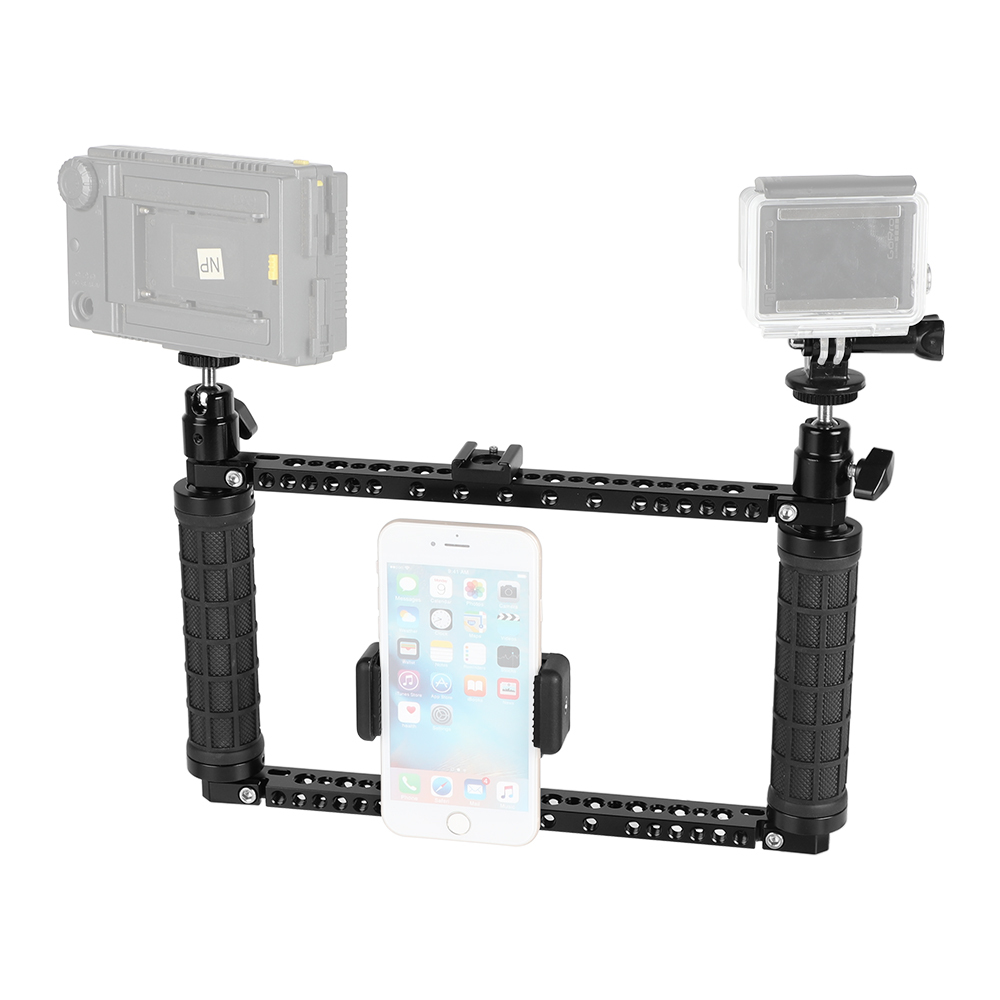 CAMVATE Rubber Handle Bracket Support Rig With Mobile Phone Clip & Monopod Mount For GoPro HD HERO 1 2 3 4 Camera