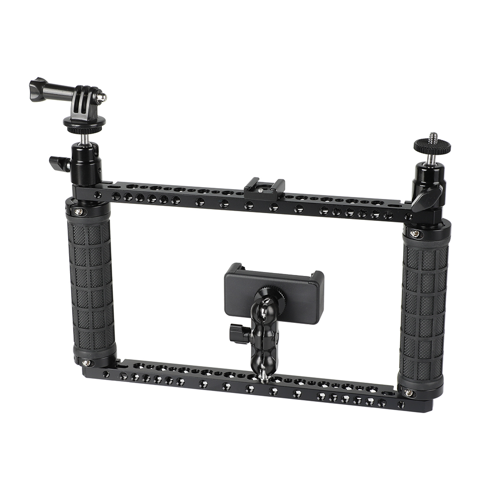 CAMVATE Rubber Handle Bracket Support Rig With Mobile Phone Clip & Monopod Mount For GoPro HD HERO 1 2 3 4 Camera