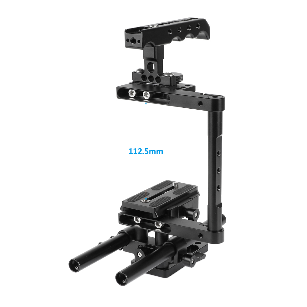 CAMVATE Half Cage Kit With Top Cheese Handle & QR Manfrotto Plate & 15mm Rod Support For DSLR Cameras