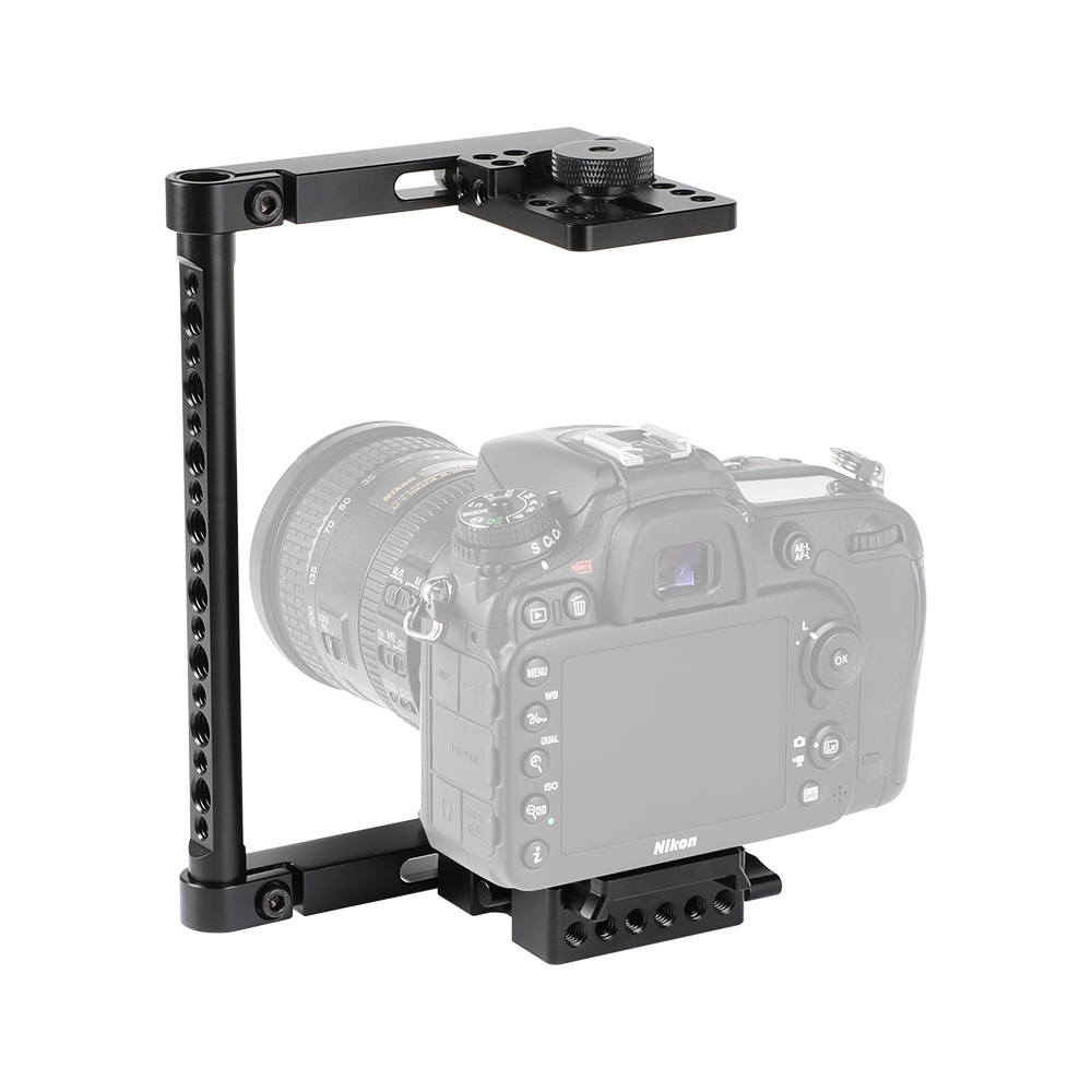 CAMVATE Simple Half Cage Rig With Manfrotto Quick Release Baseplate 1/4"-20 Mounting Stud For DSLR Cameras