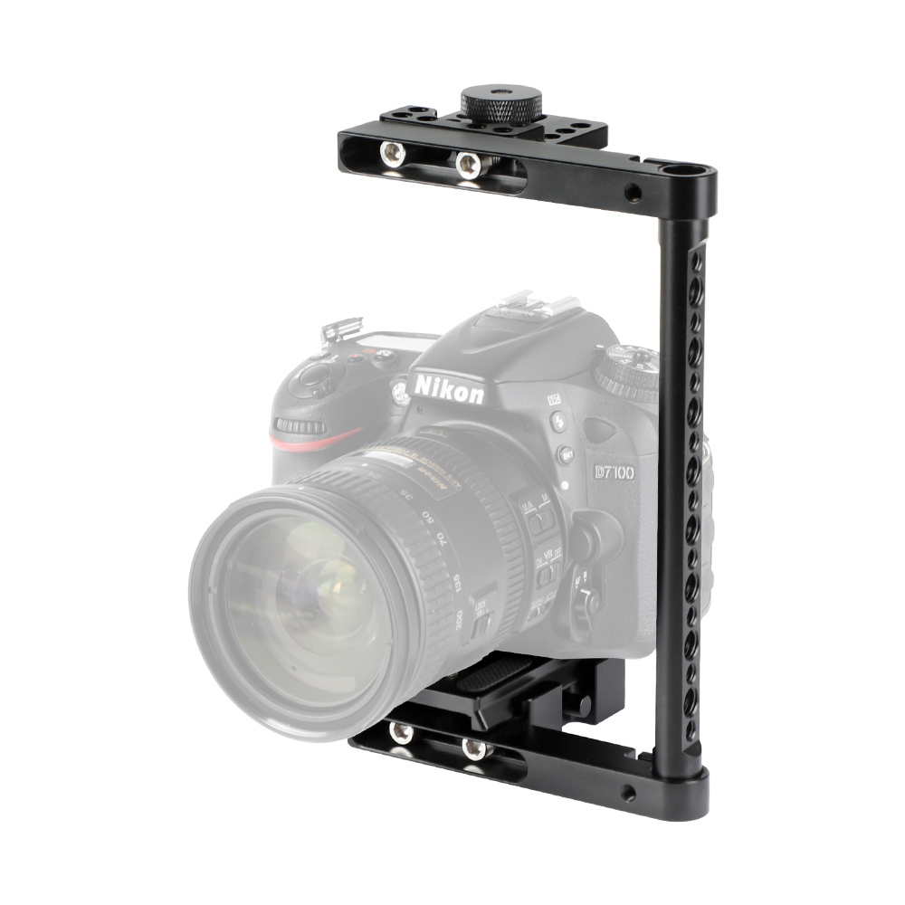 CAMVATE Simple Half Cage Rig With Manfrotto Quick Release Baseplate 1/4"-20 Mounting Stud For DSLR Cameras